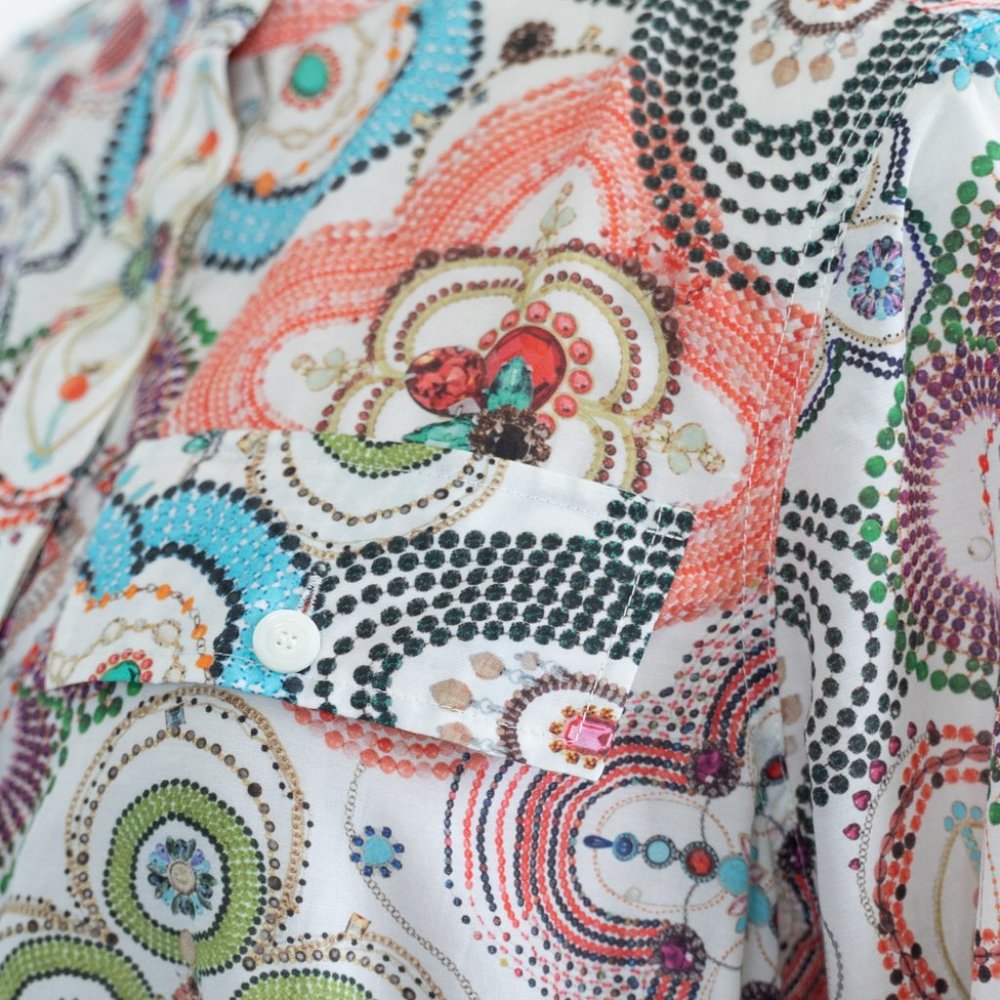 Etcetera Silk Collared Geometric Print Lightweigh… - image 4